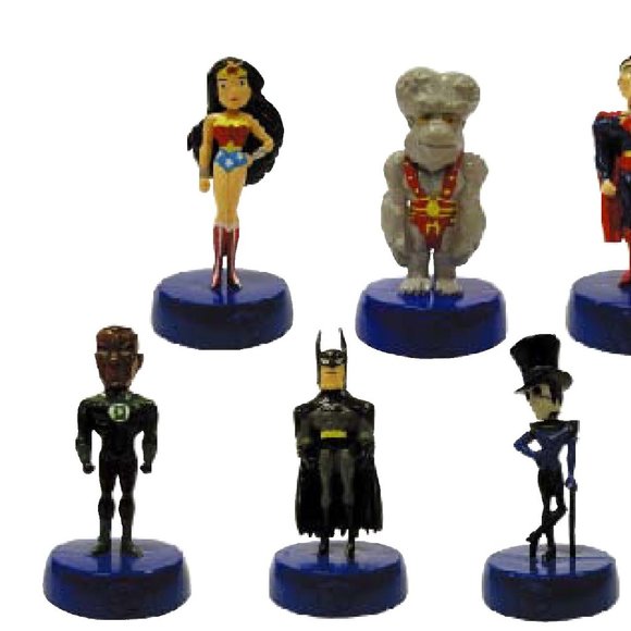 Justice League The Animated Series Pencil Top Mini Bobbleheads 2005 Set Of 10 - Picture 1 of 15